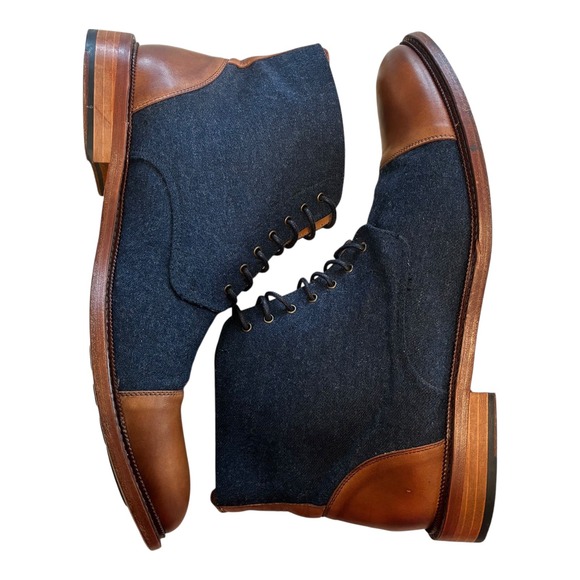 Taft Mens Cap Toe Lace Up Boots Denim Blue Leather Ankle Dress Boots - Picture 14 of 15